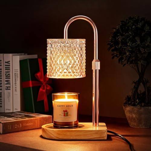 Adewalk Amber Glass Candle Warmer Lamp, Rose Gold & Oak — photo 2 of 12