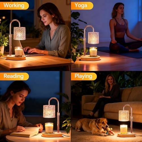 Adewalk Amber Glass Candle Warmer Lamp, Rose Gold & Oak — photo 10 of 12