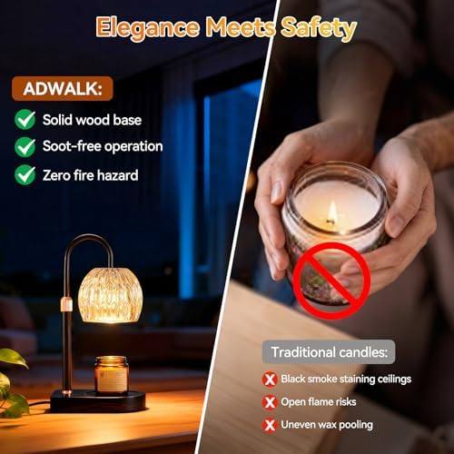 Adewalk Vintage Amber Glass Candle Warmer Lamp, Metal Base — photo 4 of 13