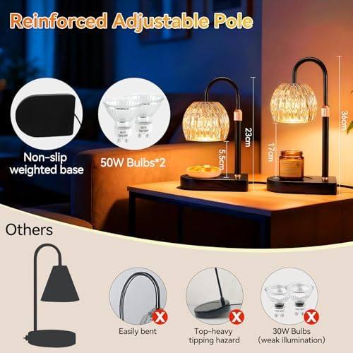 Adewalk Vintage Amber Glass Candle Warmer Lamp, Metal Base — photo 12 of 13