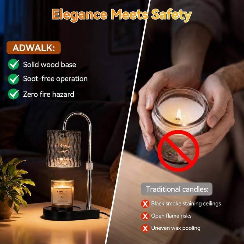 Adewalk Glass Candle Warmer Lamp, Silver Pole — photo 3 of 12