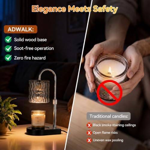 Adewalk Glass Candle Warmer Lamp, Silver Pole — photo 4 of 12