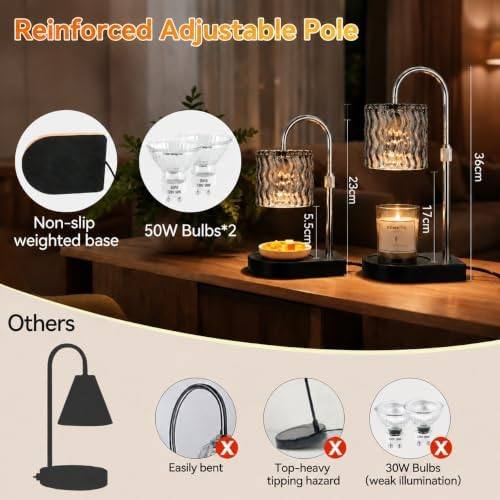 Adewalk Glass Candle Warmer Lamp, Silver Pole — photo 12 of 12