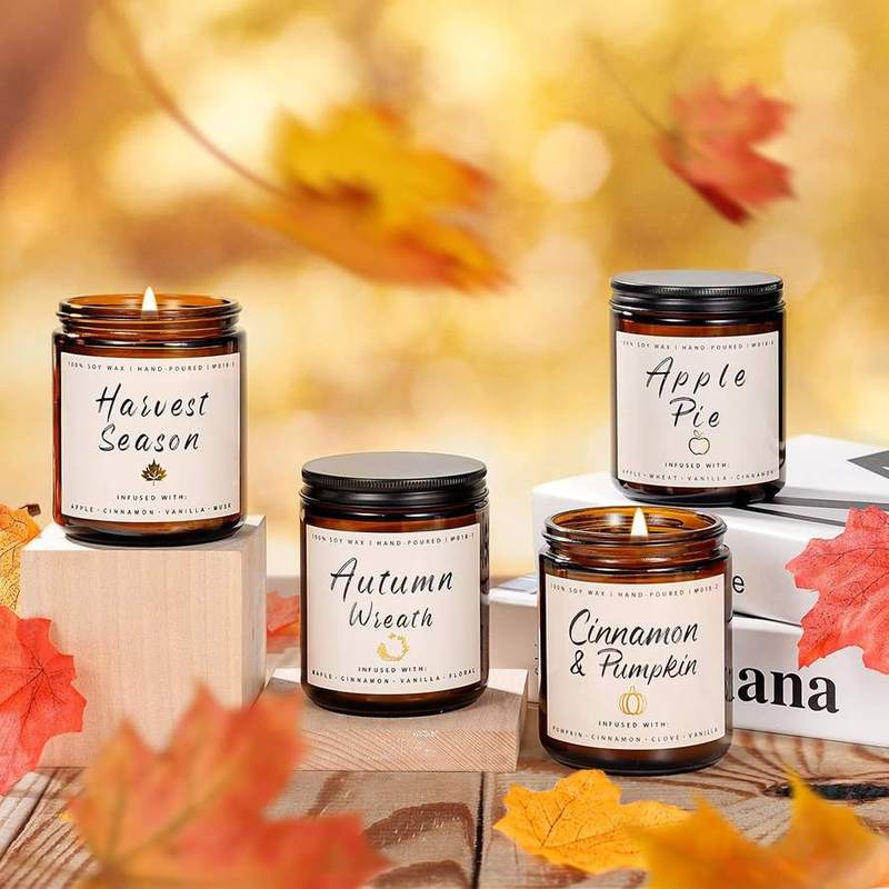 Auelife Apple and Pumpkin Scented Candle Gift Set of 4 — photo 9 of 14