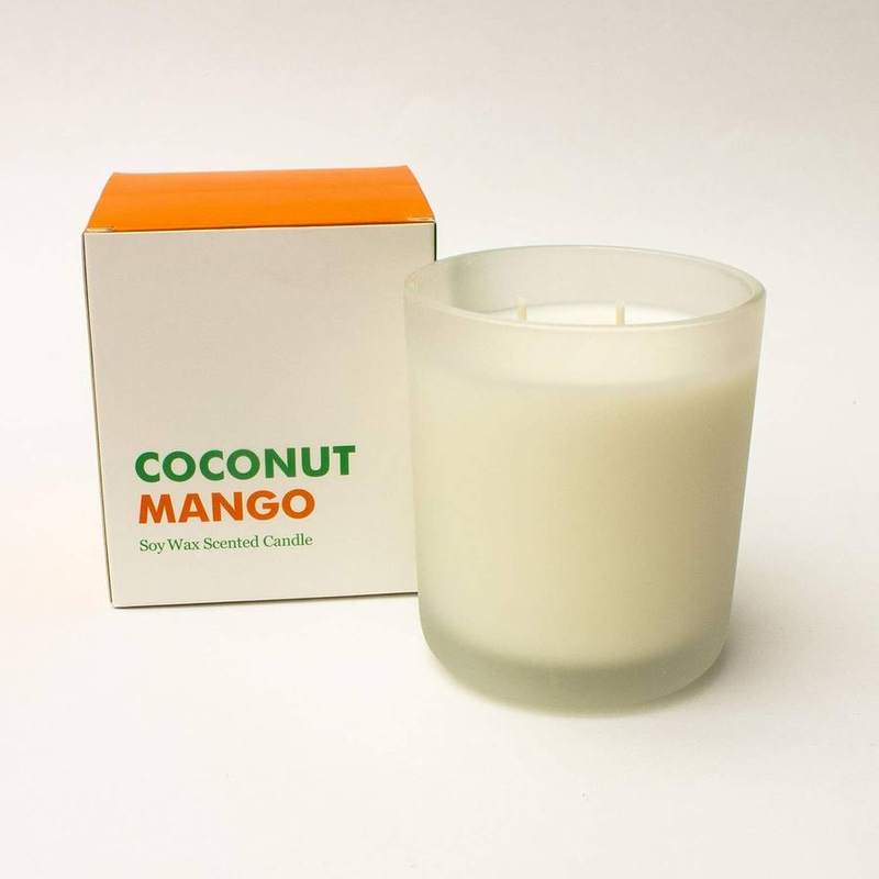 Big Red Egg Coconut Mango Soy Candle, Frosted Glass — glass jar scented candle