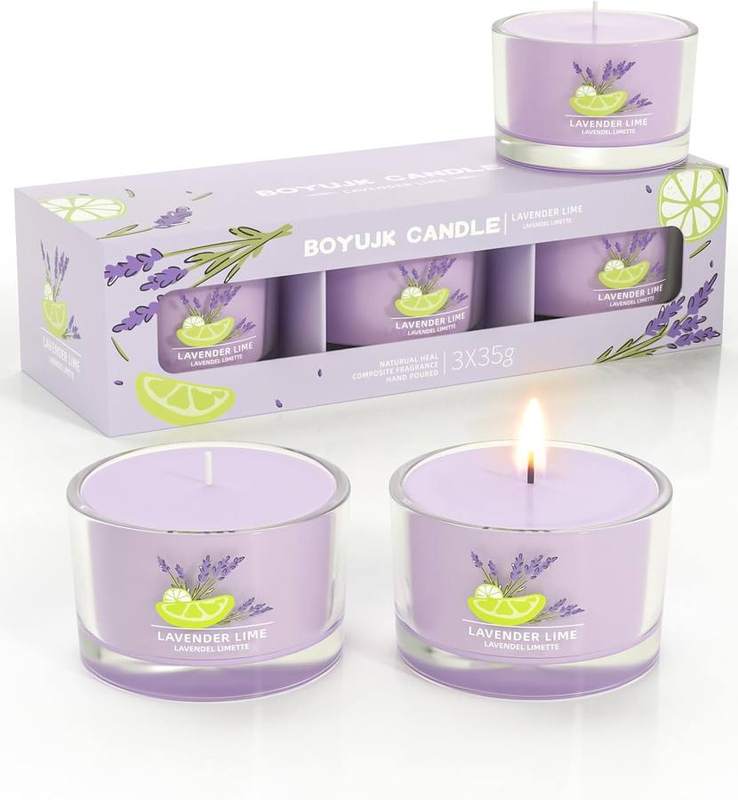 BOYUJK Lavender and Lime Scented Candle Gift Set of 3 — scented candle