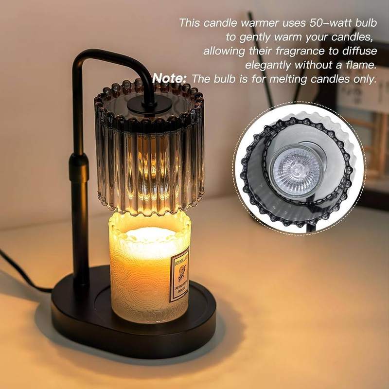 Candeldo Black Ribbed Glass Candle Warmer Lamp — photo 11 of 14
