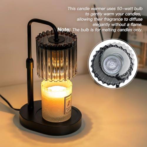 Candeldo Black Ribbed Glass Candle Warmer Lamp — photo 12 of 14