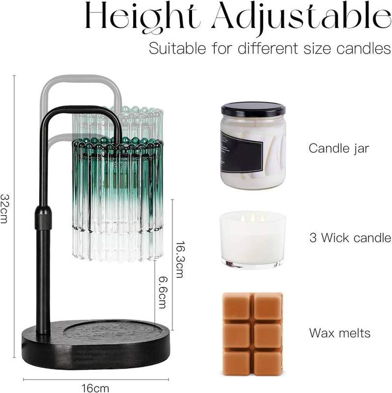 Candeldo Green Ribbed Glass Candle Warmer Lamp — photo 5 of 14