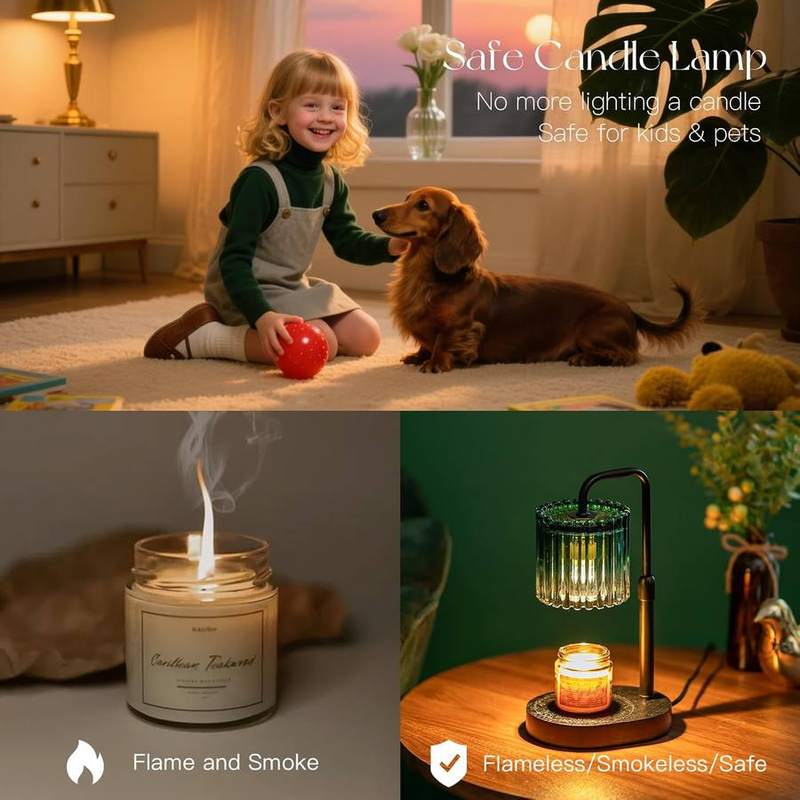 Candeldo Green Ribbed Glass Candle Warmer Lamp — photo 7 of 14