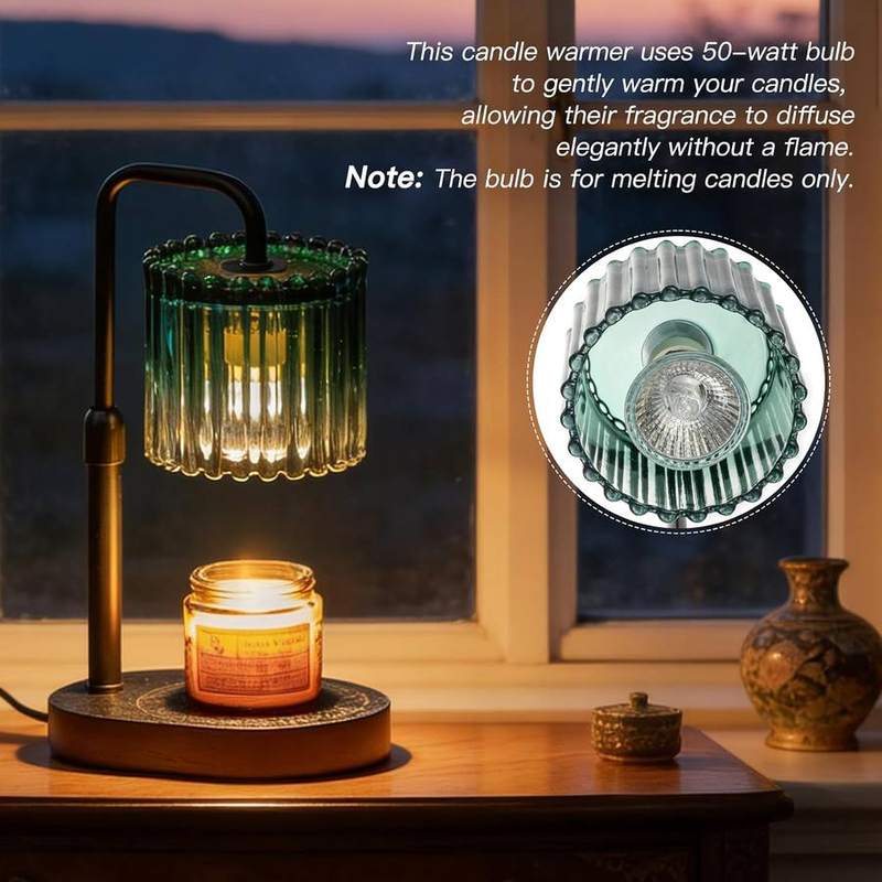 Candeldo Green Ribbed Glass Candle Warmer Lamp — photo 13 of 14