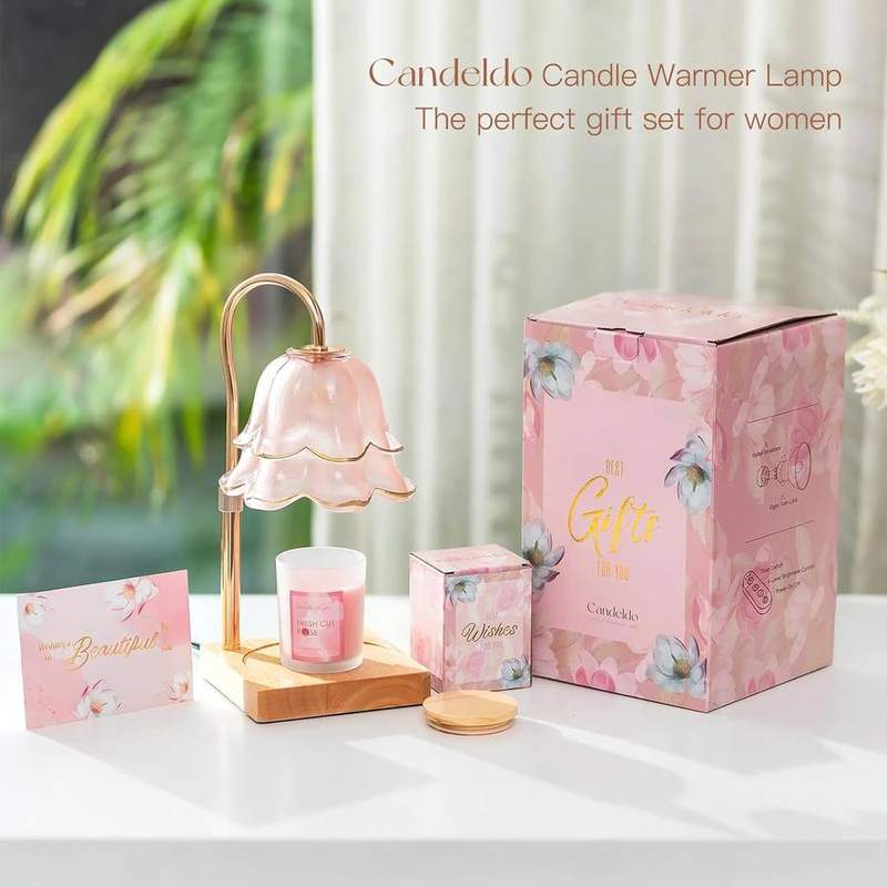 Candeldo Pink Flower Candle Warmer Lamp Set with Scented Candle — photo 3 of 14