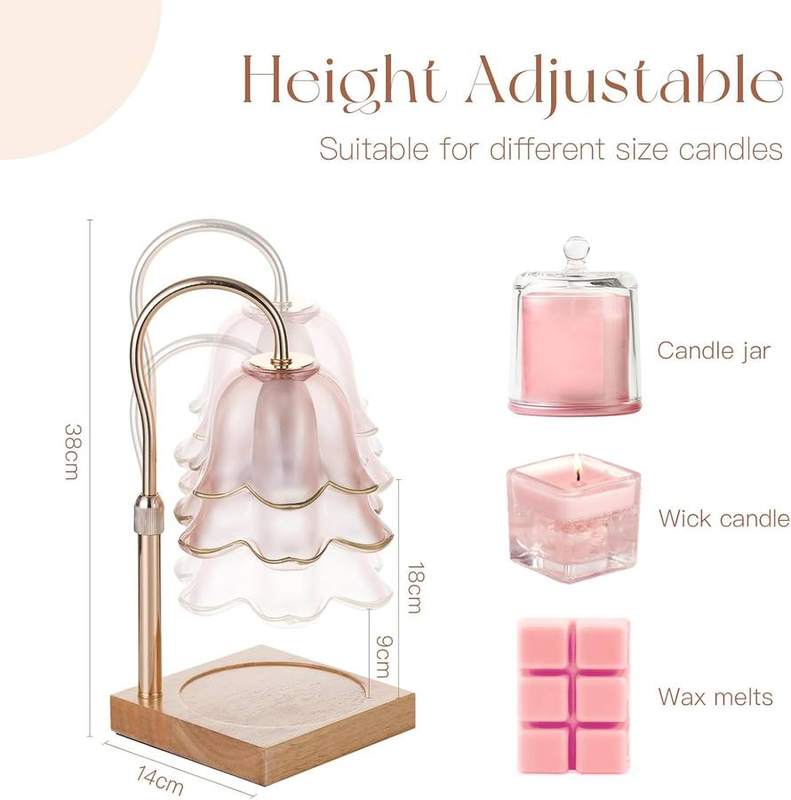 Candeldo Pink Flower Candle Warmer Lamp Set with Scented Candle — photo 5 of 14