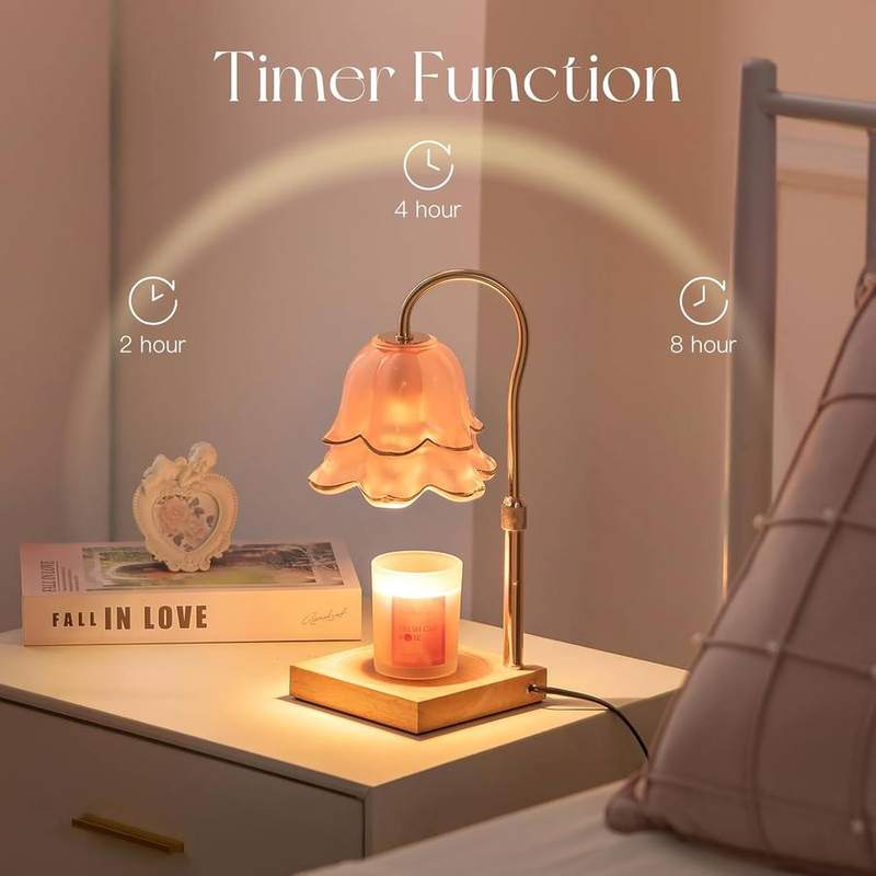 Candeldo Pink Flower Candle Warmer Lamp Set with Scented Candle — photo 9 of 14
