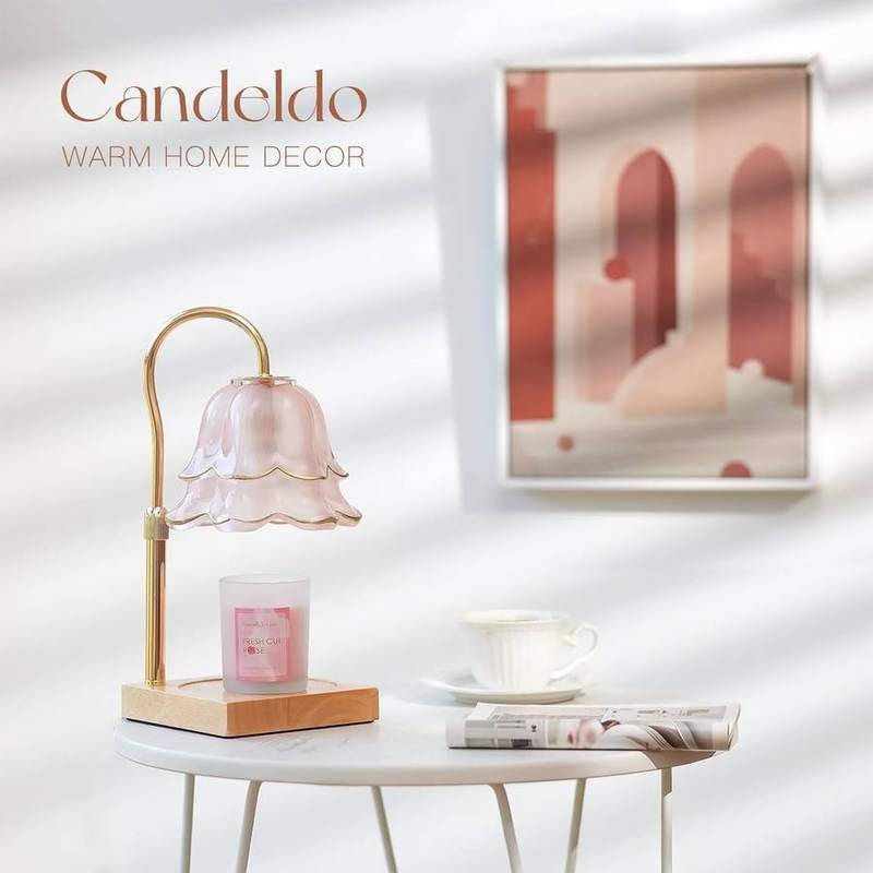 Candeldo Pink Flower Candle Warmer Lamp Set with Scented Candle — photo 11 of 14