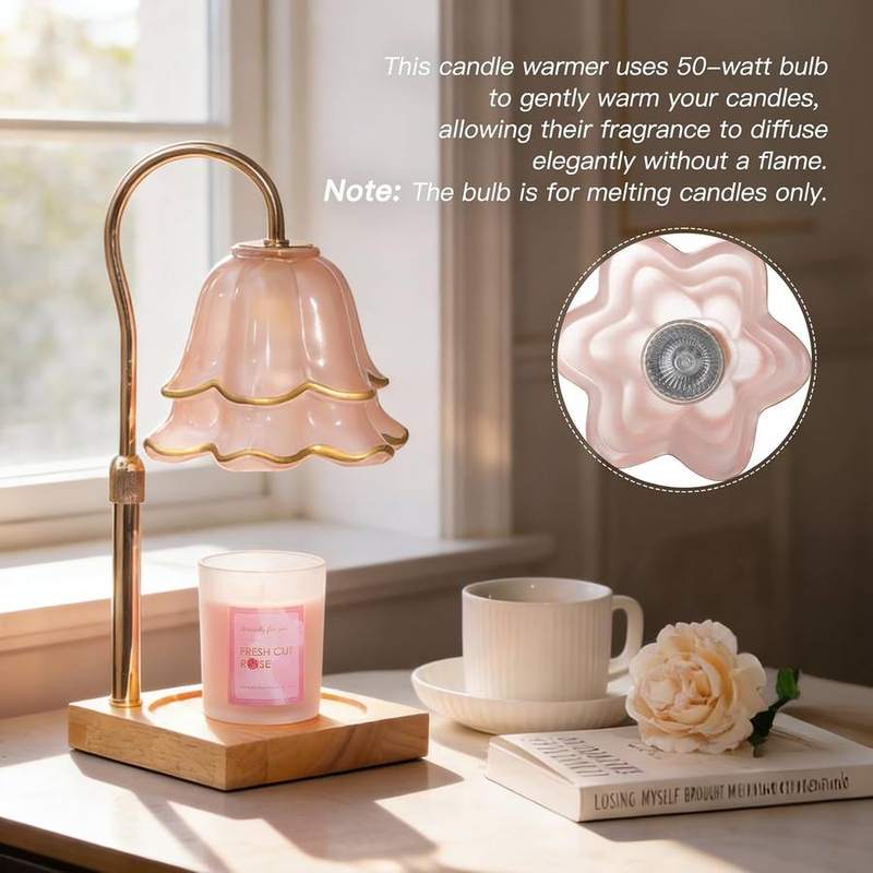 Candeldo Pink Flower Candle Warmer Lamp Set with Scented Candle — photo 13 of 14