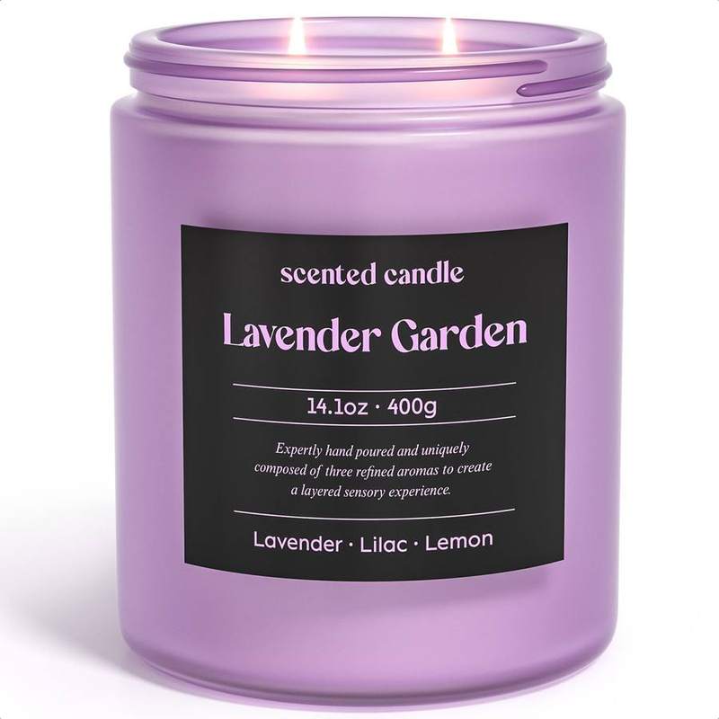 CHILLFLAME Lavender, Lilac & Lemon 2-Wick Candle, 400 g — glass jar scented candle