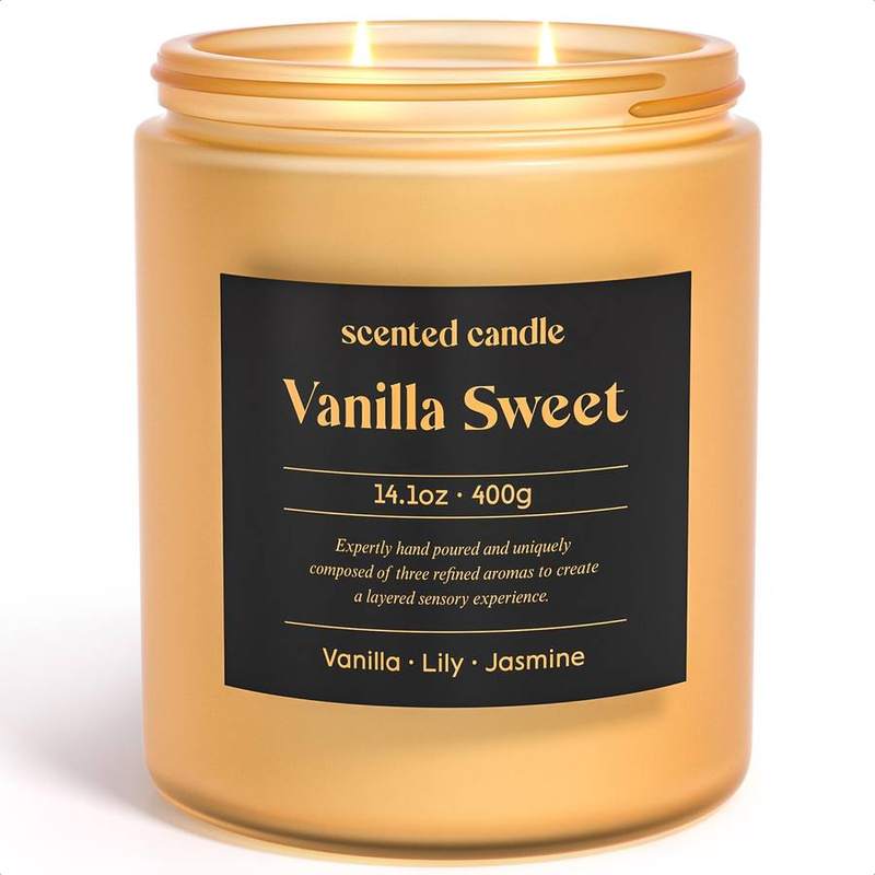 CHILLFLAME Vanilla, Lily & Jasmine 2-Wick Candle, 400 g — glass jar scented candle