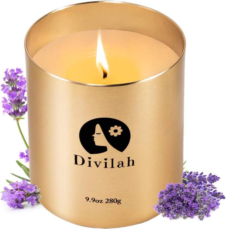 Divilah Lavender Soy Candle, 280 g, 65 Hours, Aluminium Jar — glass jar scented candle