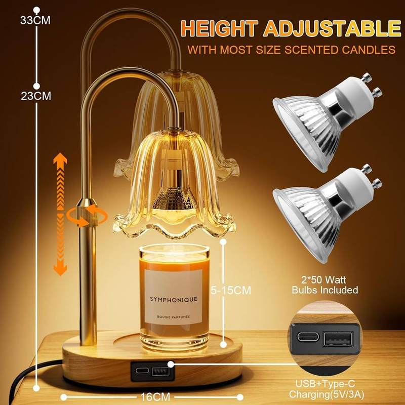 Draome Amber Flower Candle Warmer Lamp with USB Charging — photo 3 of 16