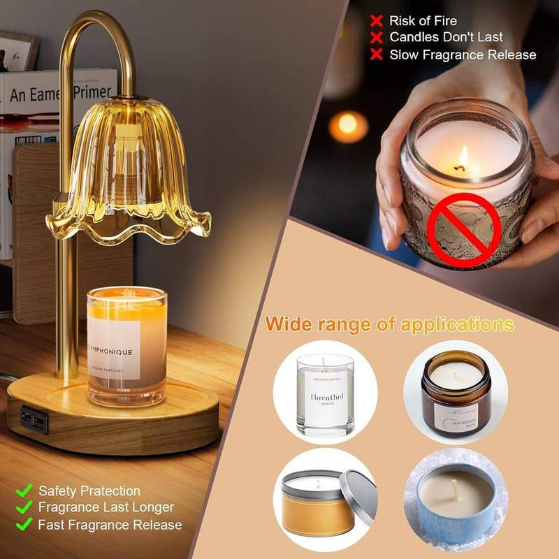 Draome Amber Flower Candle Warmer Lamp with USB Charging — photo 9 of 16