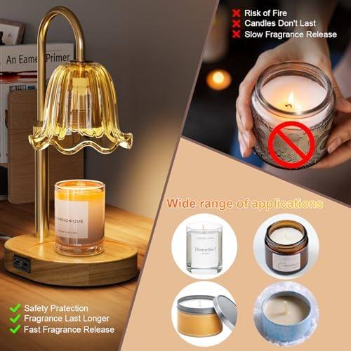 Draome Amber Flower Candle Warmer Lamp with USB Charging — photo 10 of 16