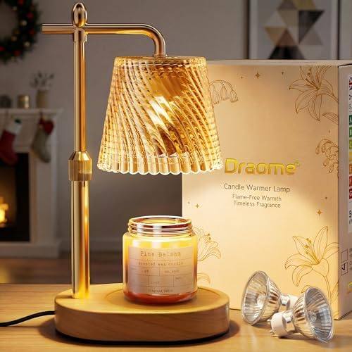 Draome Glass Candle Warmer Lamp, Wood Base, 2 Bulbs — photo 2 of 16