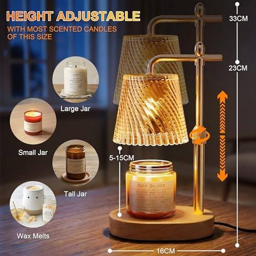 Draome Glass Candle Warmer Lamp, Wood Base, 2 Bulbs — photo 4 of 16