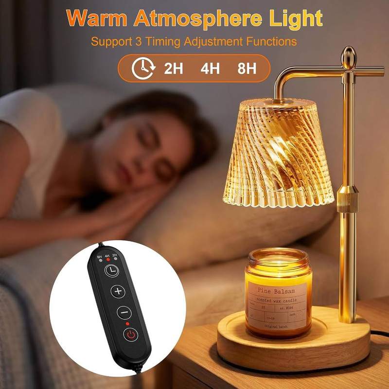 Draome Glass Candle Warmer Lamp, Wood Base, 2 Bulbs — photo 7 of 16