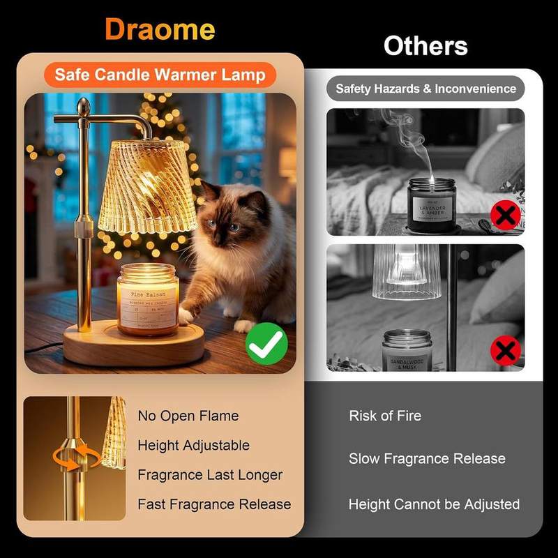 Draome Glass Candle Warmer Lamp, Wood Base, 2 Bulbs — photo 9 of 16
