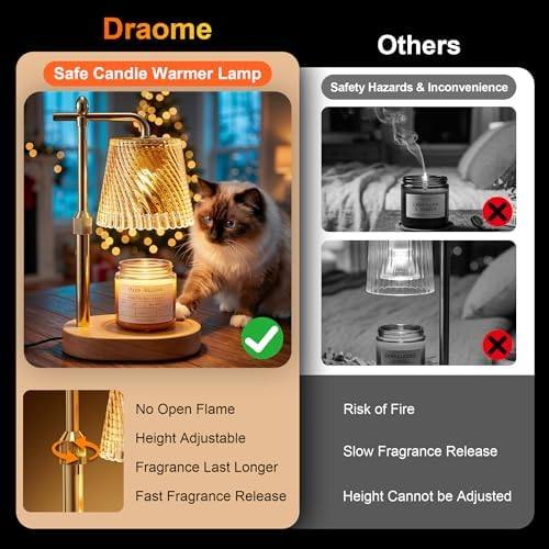 Draome Glass Candle Warmer Lamp, Wood Base, 2 Bulbs — photo 10 of 16