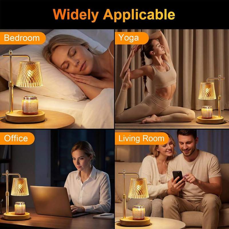 Draome Glass Candle Warmer Lamp, Wood Base, 2 Bulbs — photo 11 of 16