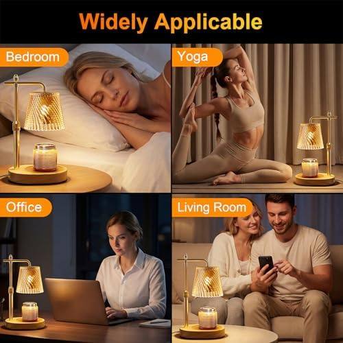 Draome Glass Candle Warmer Lamp, Wood Base, 2 Bulbs — photo 12 of 16