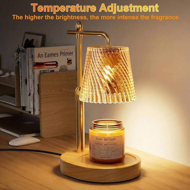 Draome Glass Candle Warmer Lamp, Wood Base, 2 Bulbs — photo 13 of 16