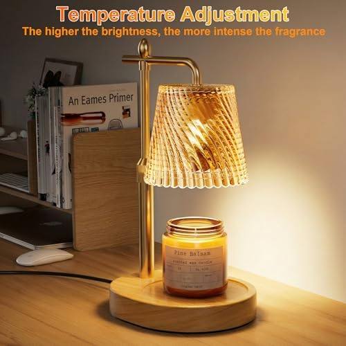 Draome Glass Candle Warmer Lamp, Wood Base, 2 Bulbs — photo 14 of 16