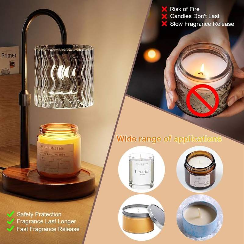 Draome Grey Glass Candle Warmer Lamp, 2 Bulbs — photo 9 of 16