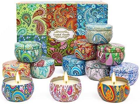 Dsclavacy Lavender and Fig Scented Candle Gift Set of 12 — tin scented candle
