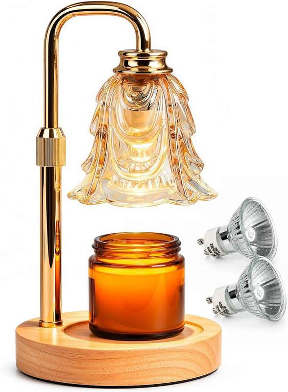 Dufvrpe Flower Candle Warmer Lamp, candle warmer lamp with a flower-shaped glass shade
