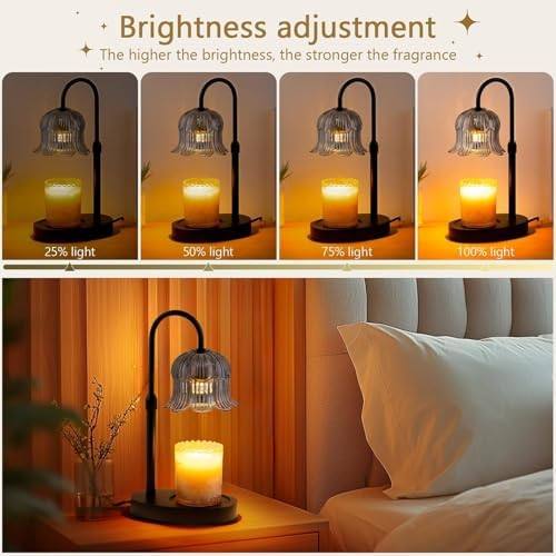 EVXFG Grey Flower Glass Candle Warmer Lamp, Black — photo 6 of 14