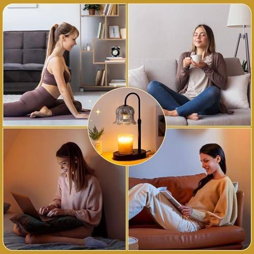 EVXFG Grey Flower Glass Candle Warmer Lamp, Black — photo 14 of 14