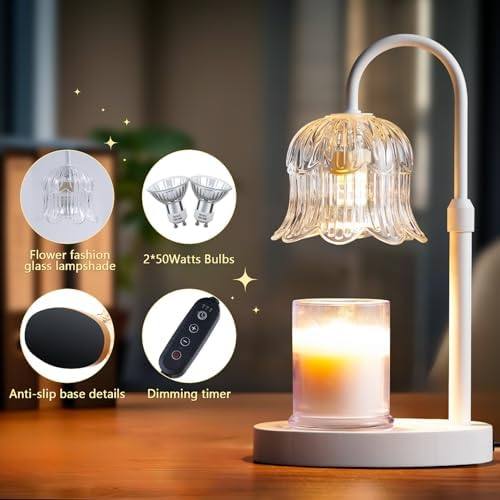EVXFG Clear Flower Glass Candle Warmer Lamp, White — photo 4 of 14