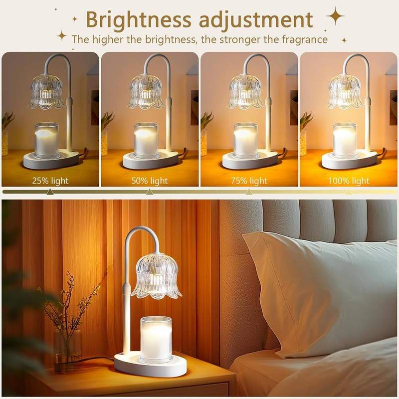 EVXFG Clear Flower Glass Candle Warmer Lamp, White — photo 5 of 14
