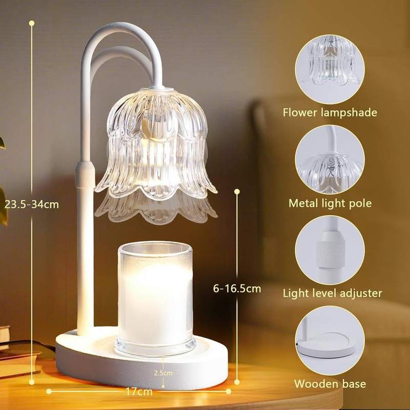 EVXFG Clear Flower Glass Candle Warmer Lamp, White — photo 7 of 14