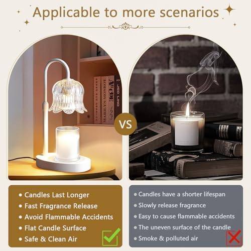 EVXFG Clear Flower Glass Candle Warmer Lamp, White — photo 10 of 14