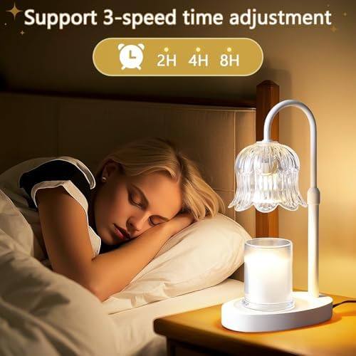 EVXFG Clear Flower Glass Candle Warmer Lamp, White — photo 12 of 14