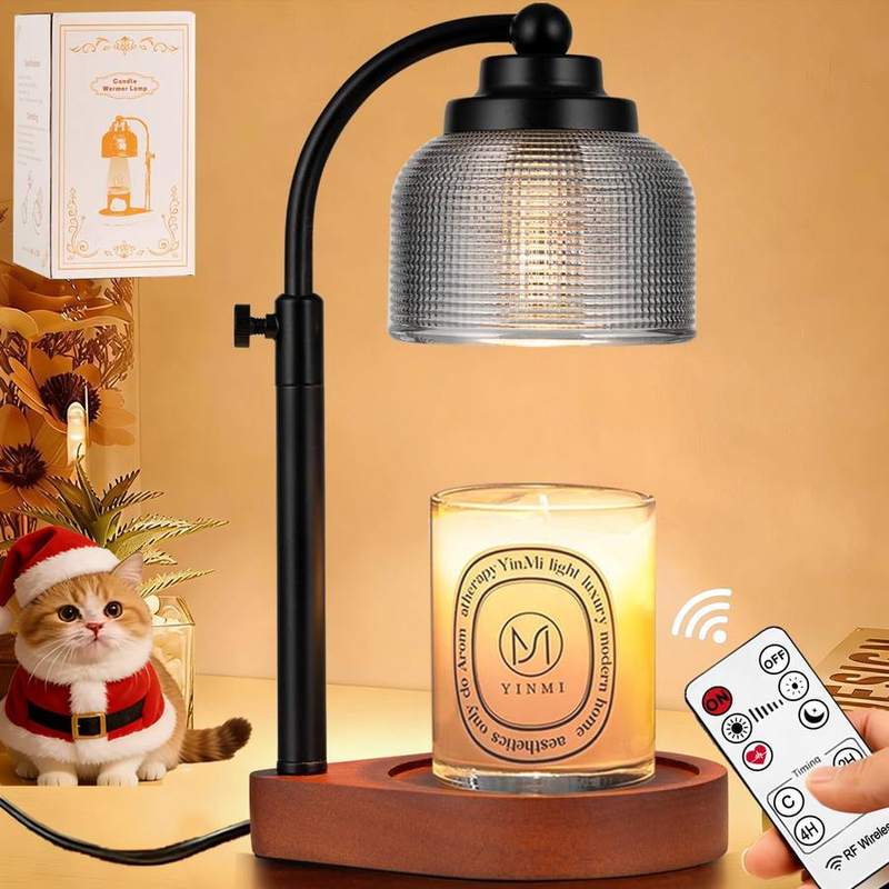 Fenxyo Black Glass Candle Warmer Lamp, black candle warmer lamp with a glass lampshade