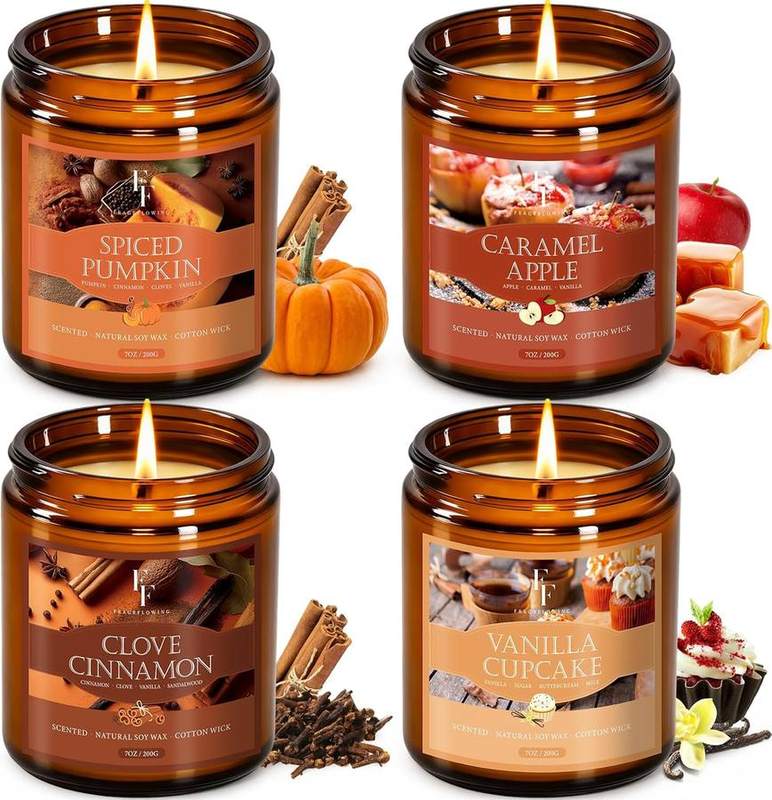 FF FRAGRFLOWING Autumn Candle Gift Set of 4 — scented candle