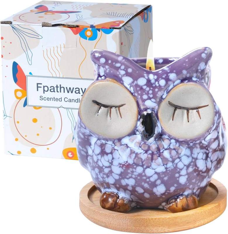 Fpathway Owl Lavender Candle — ceramic vessel scented candle