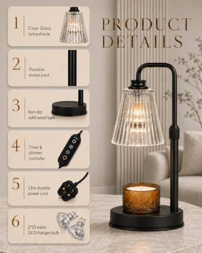 Funistree Black Ribbed Glass Candle Warmer Lamp — photo 10 of 18