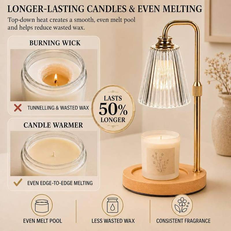 Funistree Gold Ribbed Glass Candle Warmer Lamp — photo 9 of 18